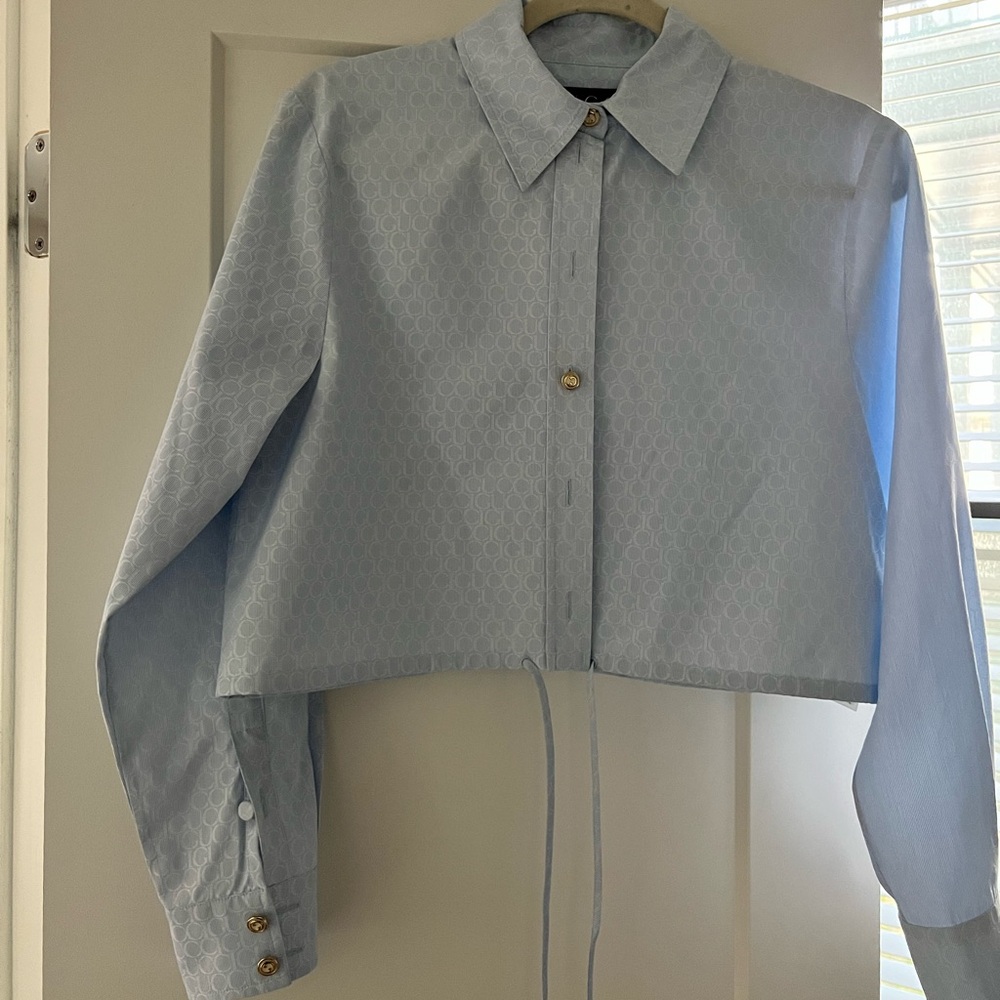 Gucci Pinatripped Cropped Cotton Jacquard shirt